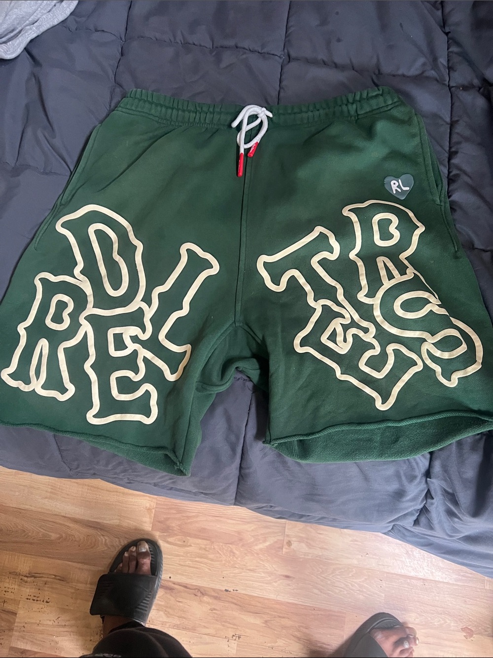 Red letters Men's Drawstring Shorts